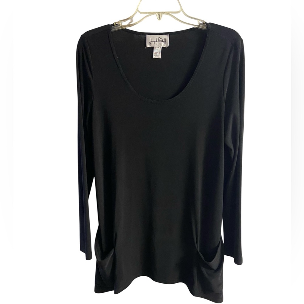 Joseph Ribkoff Black Long-Sleeve Scoop Neck Tunic Sz 8